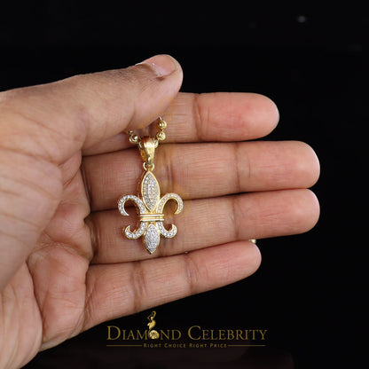 DiamondCelebritees Promise Yellow 925 Sterling Silver Fleur de Lis Pendant 0.50ct Cubic Zirconia