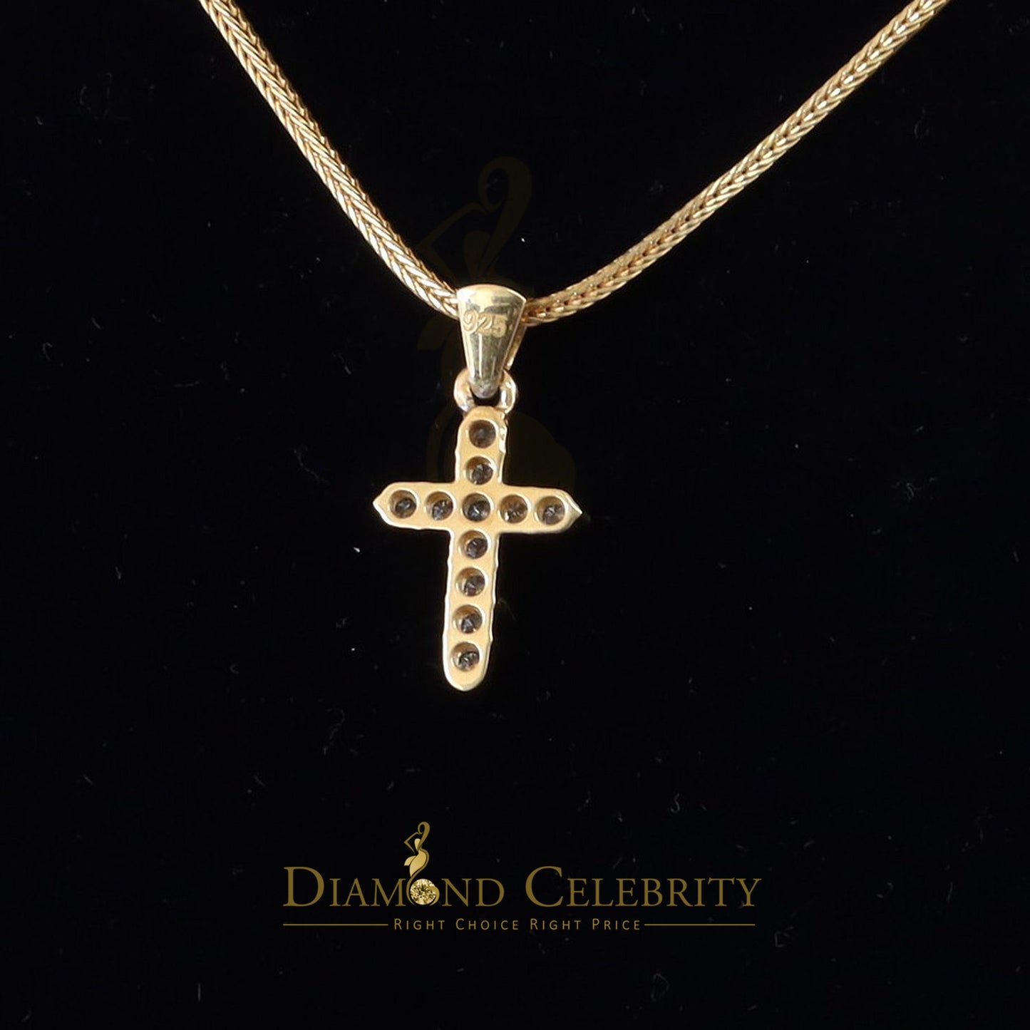 DiamondCelebritees Promising Fancy Yellow Sterling Silver Cross Pendant with 1.21ct Cubic Zirconia
