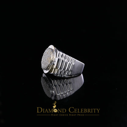 DiamondCelebritees 925 Sterling Silver 0.50CT Real Diamond White Men's Engagement Round Ring Size 9