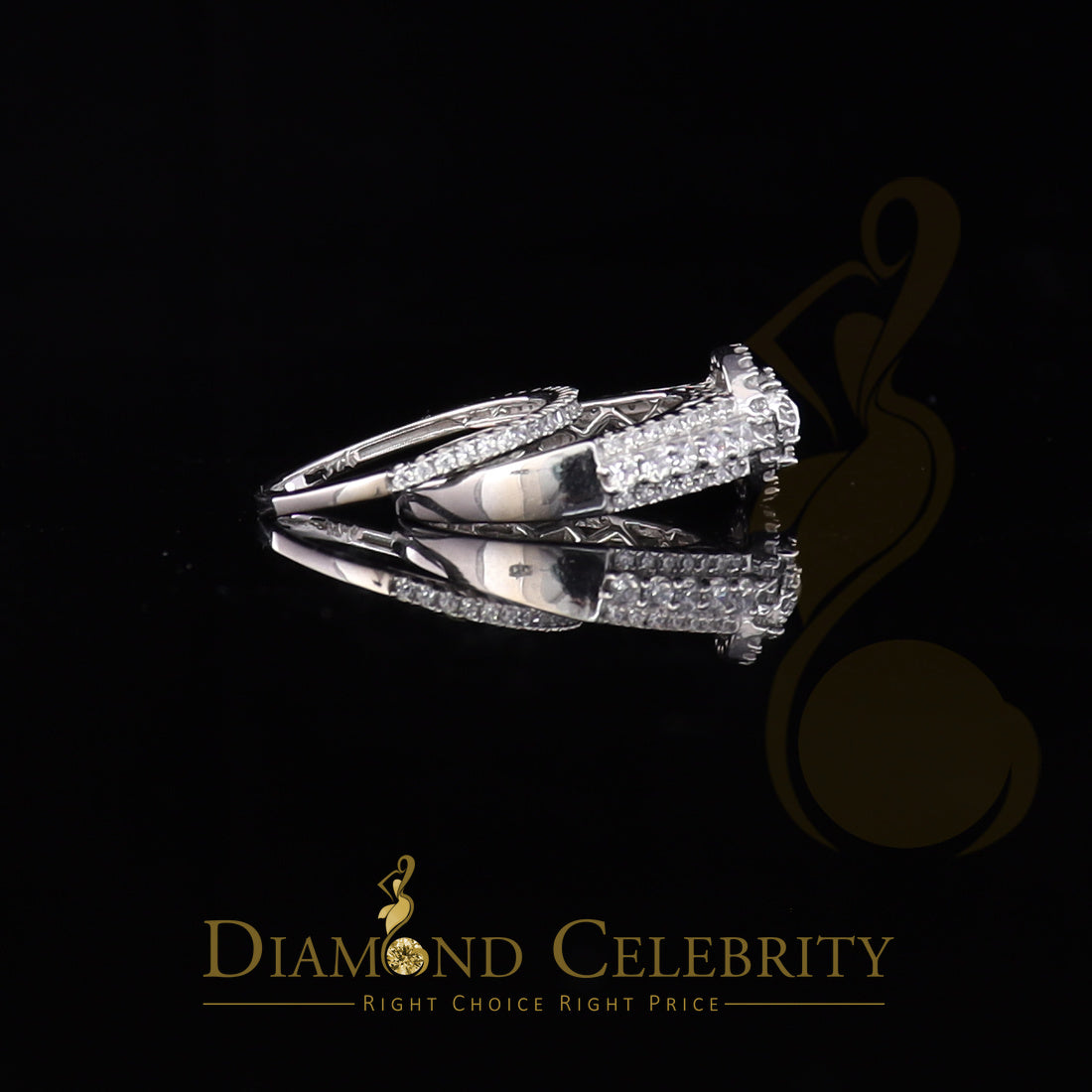 DiamondCelebritees 3.20ct Cubic Zirconia White Silver Womens Round Bridal Womens Ring Size 7