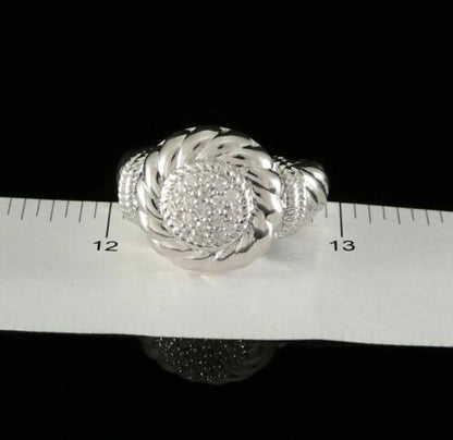 DiamondCelebritees 0.58ct Sterling White Silver Round Shape 925 Cubic Zirconia Womens Ring size 7