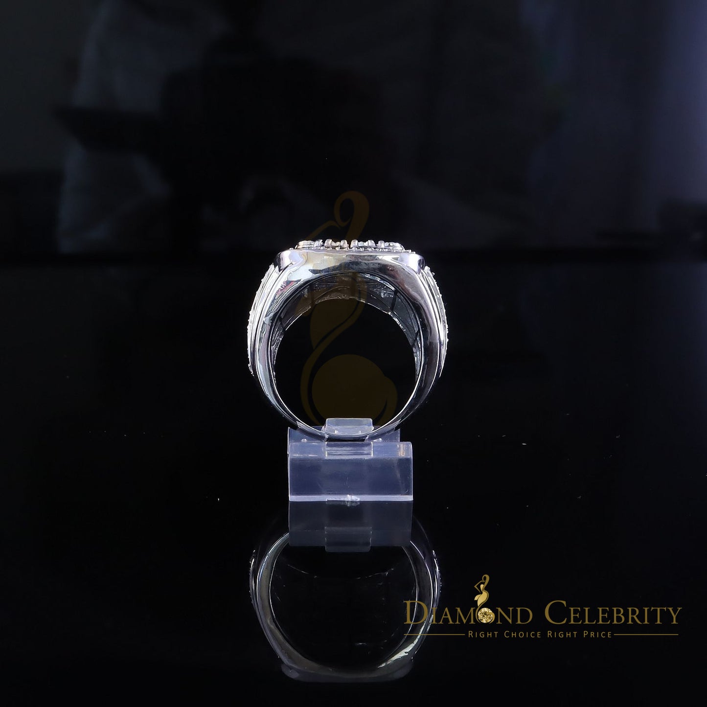 DiamondCelebritees Trendy Big Mirage set Real Diamond 0.50ct White Silver Square Mens Ring Size 10