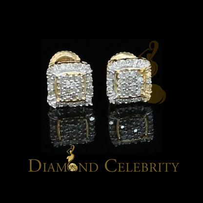 DiamondCelebritees 0.15ct Diamond 925 Sterling Silver Yellow Square Earring For Men's / Women's