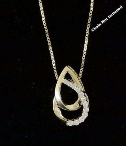DiamondCelebritees Sterling Yellow Silver Pear Fashion Pendant with 0.00ct Cubic Zirconia Stone
