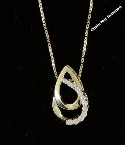 DiamondCelebritees Sterling Yellow Silver Pear Fashion Pendant with 0.00ct Cubic Zirconia Stone