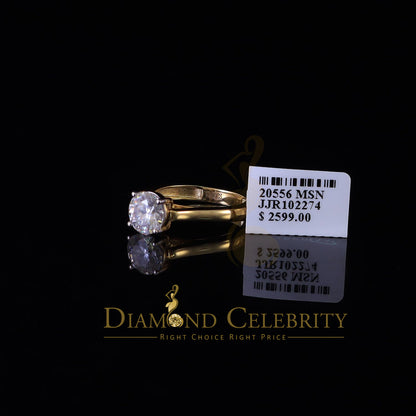 King Of Blings  10K Yellow Gold 2.00CT VVS'FL' D clr Round Solitaire Moissonite Womens Ring S/7