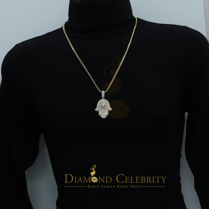 Diamondcelebritees Men's/Women's New Hamsa Pendant 8.0ct VVS D Moissanite Yellow Sterling Silver