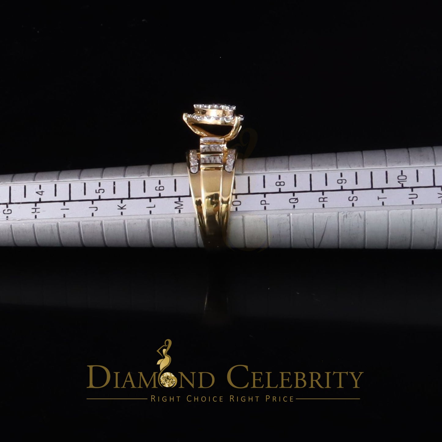 DiamondCelebritees Women's Cinderella Heart Ring Yellow 925 Silver 1.00ct VVS D Moissanite SZ7