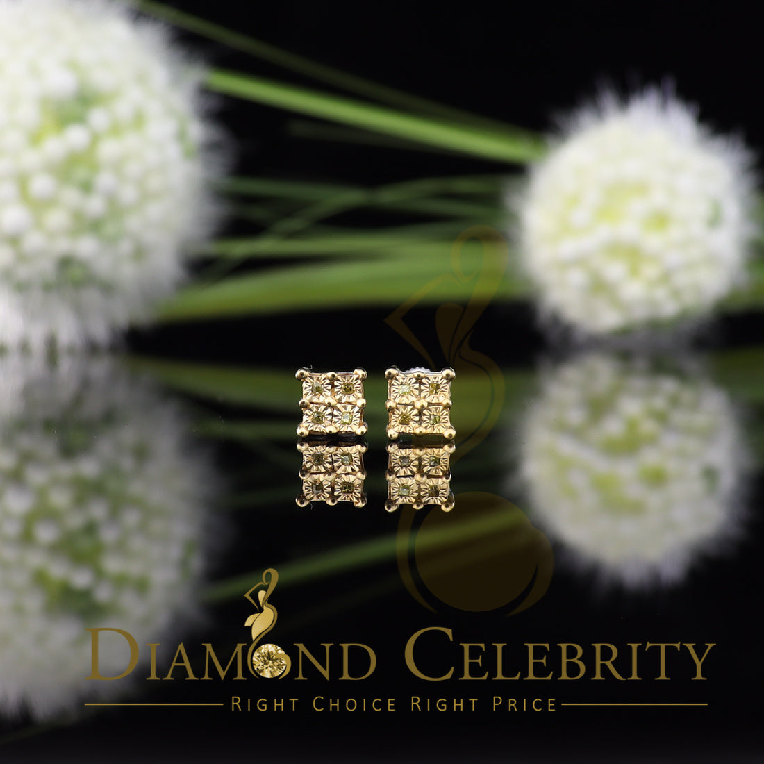 DiamondCelebritees Diamond 0.10ct 925 Sterling Silver White Stud For Men's & Women's Stud Earrings
