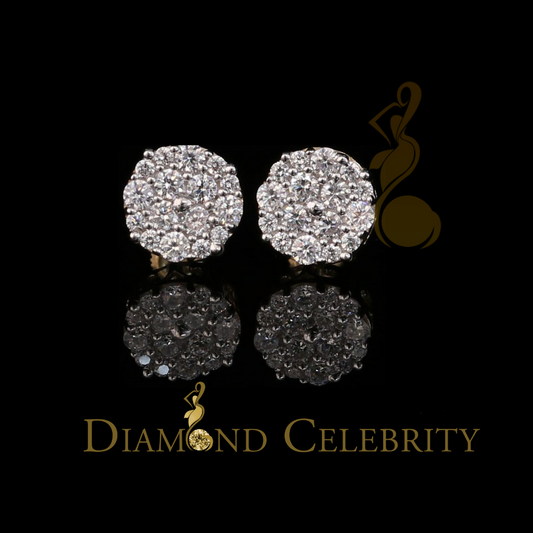 DiamondCelebritees  925 Sterling Yellow Silver 2.48ct Cubic Zirconia Round Women's Stud Earrings