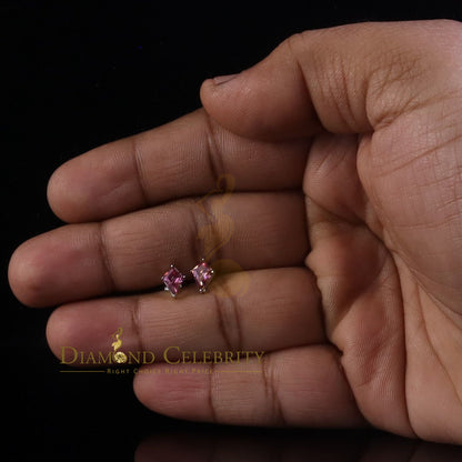 Diamondcelebritees 1.00CT VVS 'D' Pink Moissanite Women's 925White Silver Kite Shaped Stud Earrings