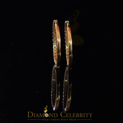 DiamondCelebritees 3.00ct Moissanite Yellow 925 Sterling Silver Women's Hoop Earrings
