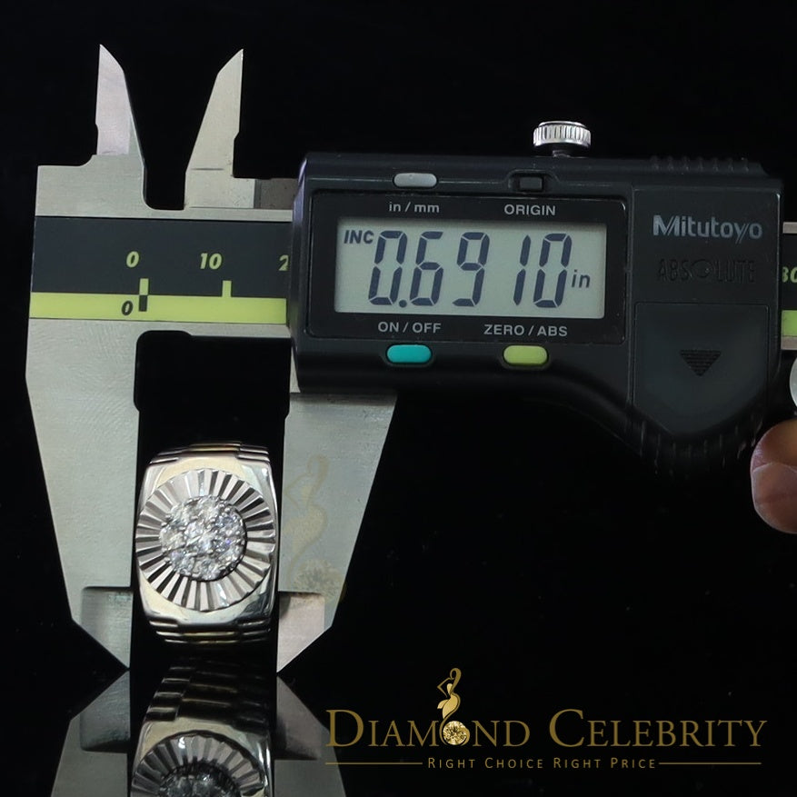 DiamondCelebritees Men's White Silver 1.80ct Round Cubic Zirconia Adjustable Ring From SZ 9 to 11