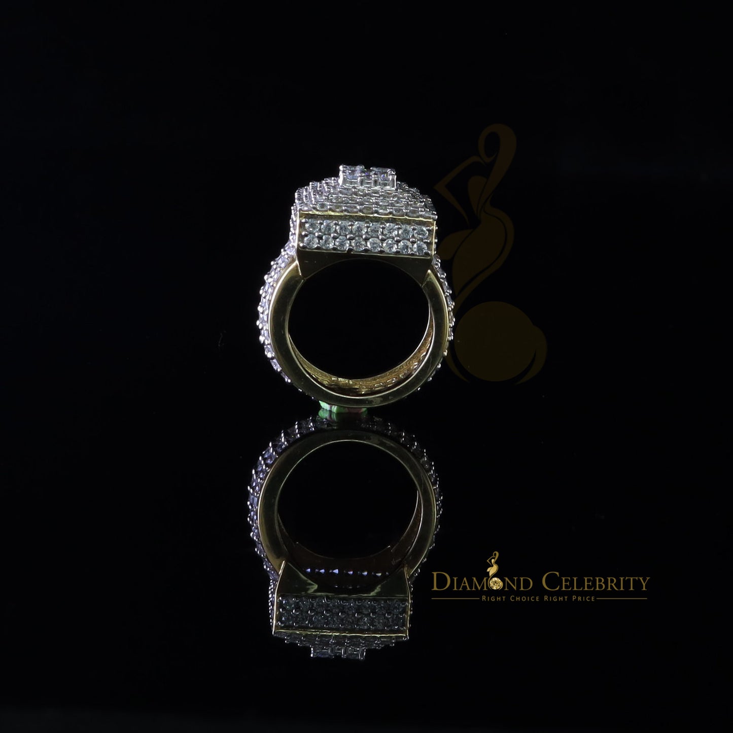 DiamondCelebritees 925 Sterling Yellow Silver 14.0ct Cubic Zirconia Square Womens Gifts Ring Size 8