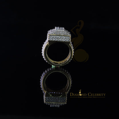 DiamondCelebritees 925 Sterling Yellow Silver 14.0ct Cubic Zirconia Square Womens Gifts Ring Size 8
