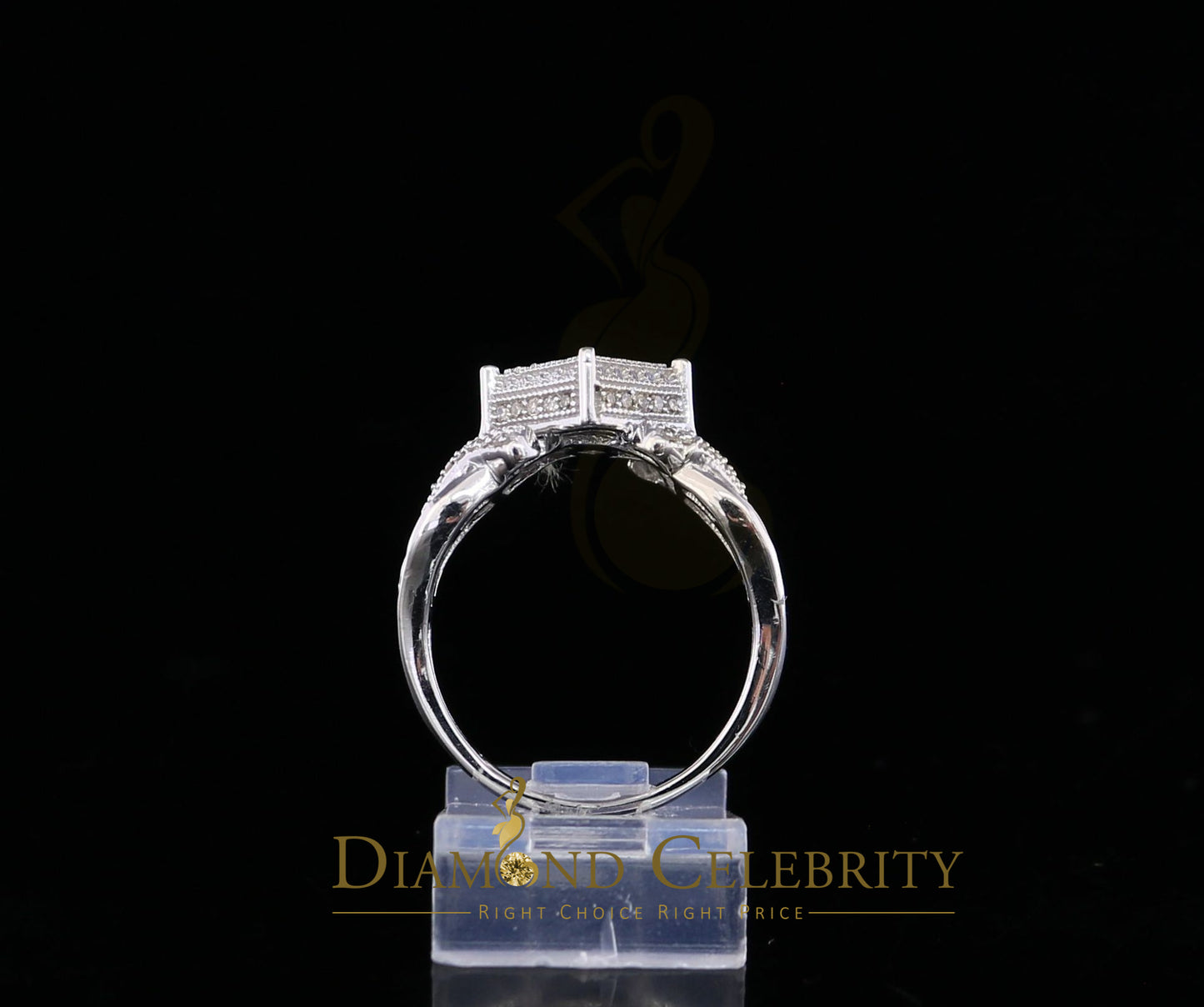 DiamondCelebritees 0.50 CT Real Diamond 925 Silver White Cinderella Womens Ring Size 7
