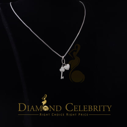 DiamondCelebritees Womens Heart Key White Sterling Silver Shape Pendant with 0.50ct Cubic Zirconia