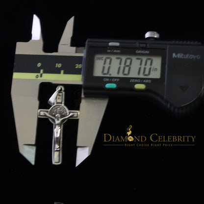 DiamondCelebritees 925 Sterling Silver Men's/Women's Jesus Cross Pendant White Religious