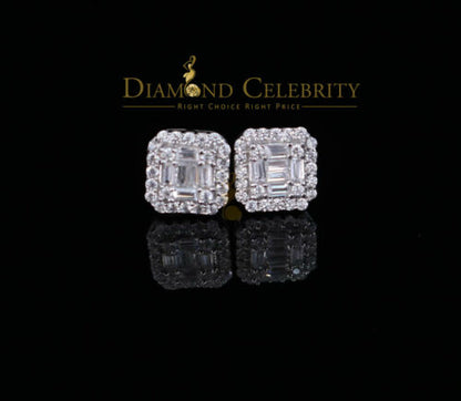 DiamondCelebritees  925 Hip Hop White Sterling Silver 0.64ct Cubic Zirconia Women's Square Earrings