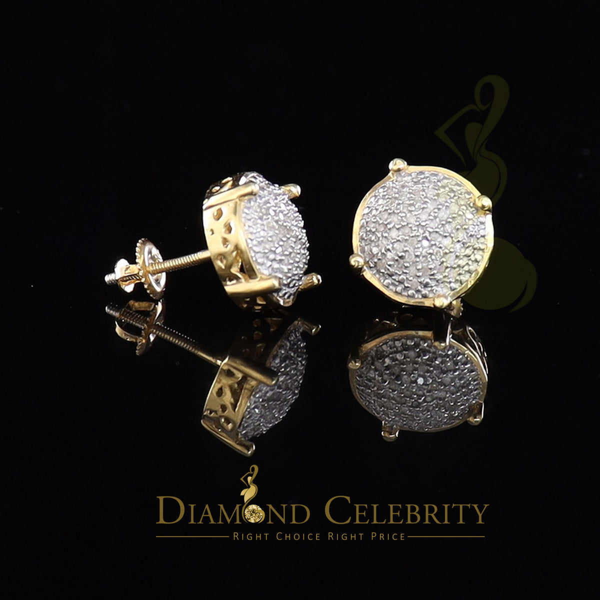 DiamondCelebritees 0.25ct Diamond 925 Sterling Silver Yellow For Men's/Women's Stud Round Earrings