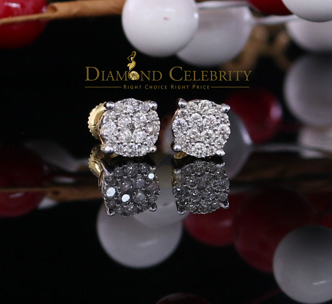 DiamondCelebritees 0.50CT Real Diamond 10K Real Yellow Gold Men's/Women's Stud Round Earring