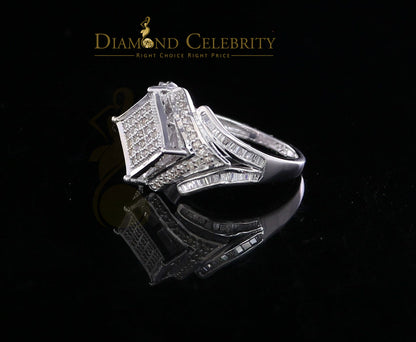 DiamondCelebritees 0.66CT Real Diamond 925 Sterling Silver White Square Men's Engagement Ring SZ 7