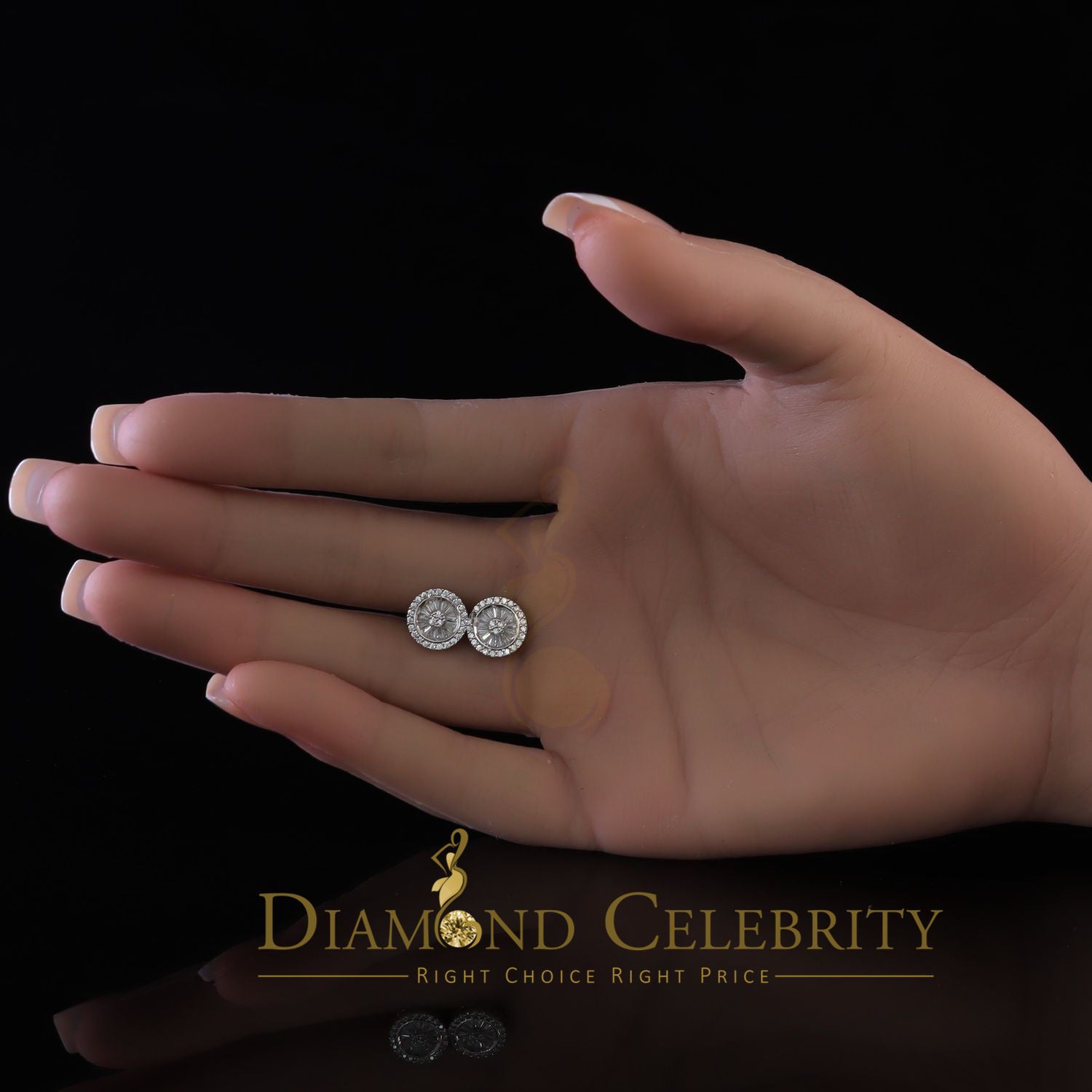 DiamondCelebritees  0.52ct Cubic Zirconia 925 White Sterling Silver Women's Hip Hop Round Earrings