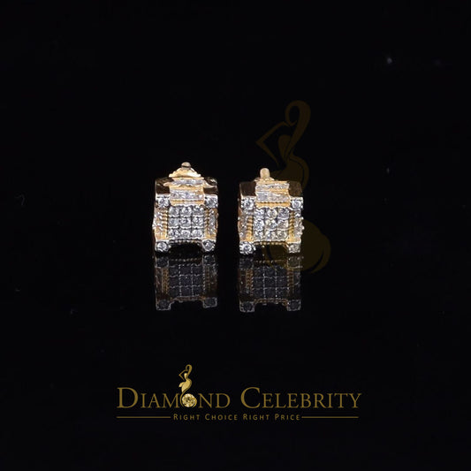 DiamondCelebritees  0.74ct Cubic Zirconia Elegant Yellow 925 Silver Square Men's & Women's Earrings