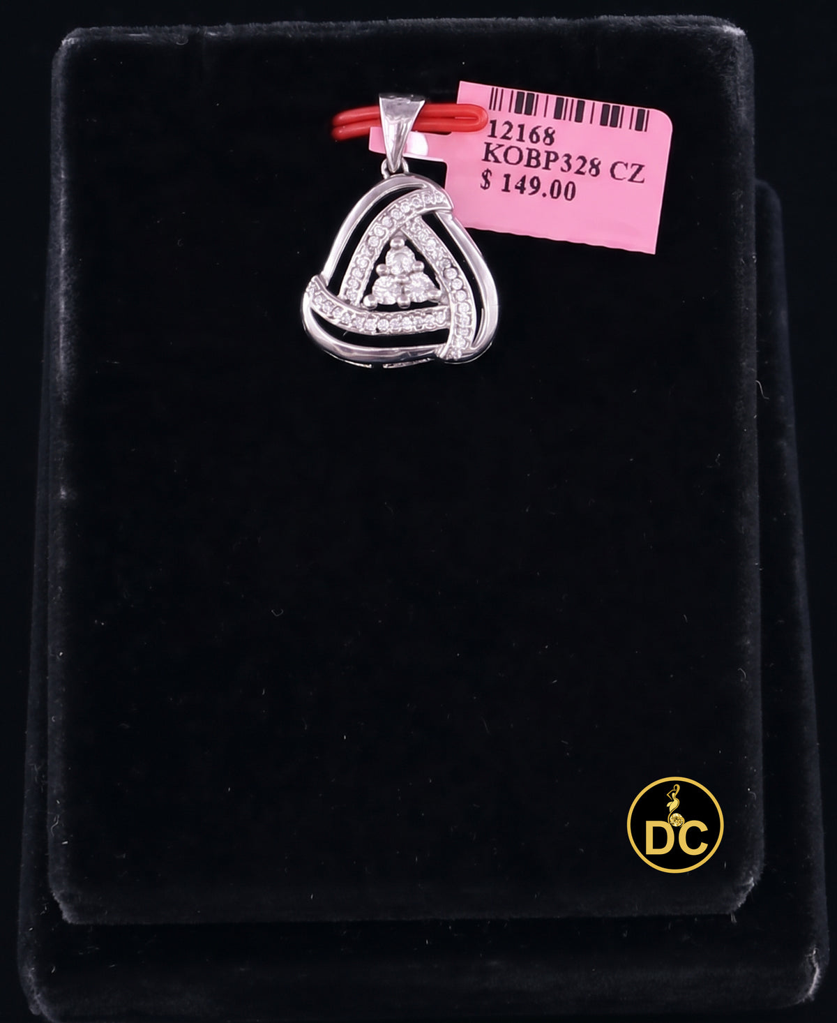 DiamondCelebritees 925 Sterling Silver White Double Triangle 1.00inch Pendant 1.65ct Cubic Zirconia