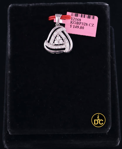 DiamondCelebritees 925 Sterling Silver White Double Triangle 1.00inch Pendant 1.65ct Cubic Zirconia