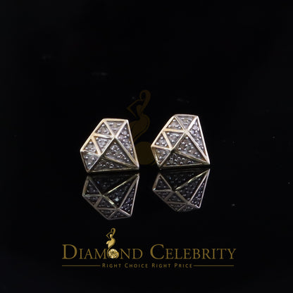 DiamondCelebritees 925 Sterling Silver Diamond 0.10ct Yellow For Men's/Womens Hip Hop Stud Earring