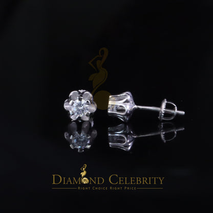 DiamondCelebritees  0.25ct 925 Silver Cubic Zirconia White Round Shape Buttercup Stud Earrings Women