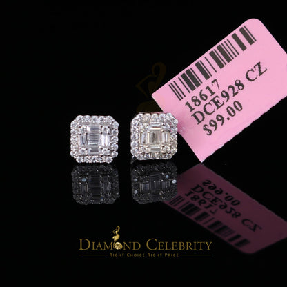 DiamondCelebritees  925 Hip Hop White Sterling Silver 0.64ct Cubic Zirconia Women's Square Earrings