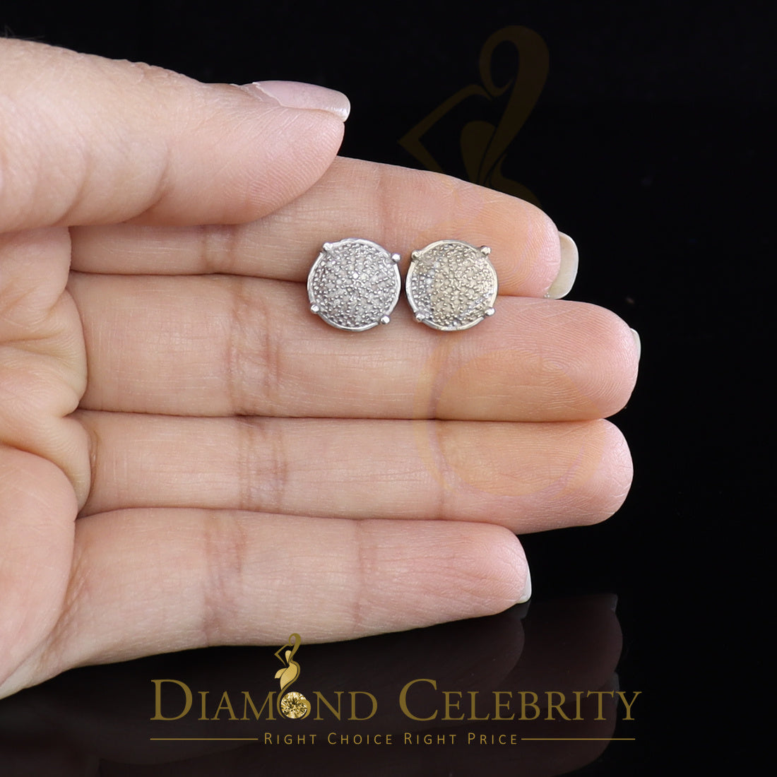 DiamondCelebritees 0.25ct Diamond 925 Sterling Silver White For Men & Women Stud Round Earrings
