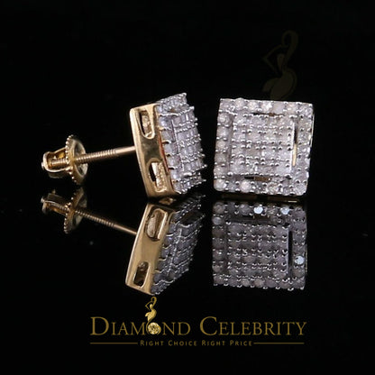 DiamondCelebritees 0.50ct Diamond 925 Sterling Silver Hip Hop Yellow Stud Earring For Men & Women