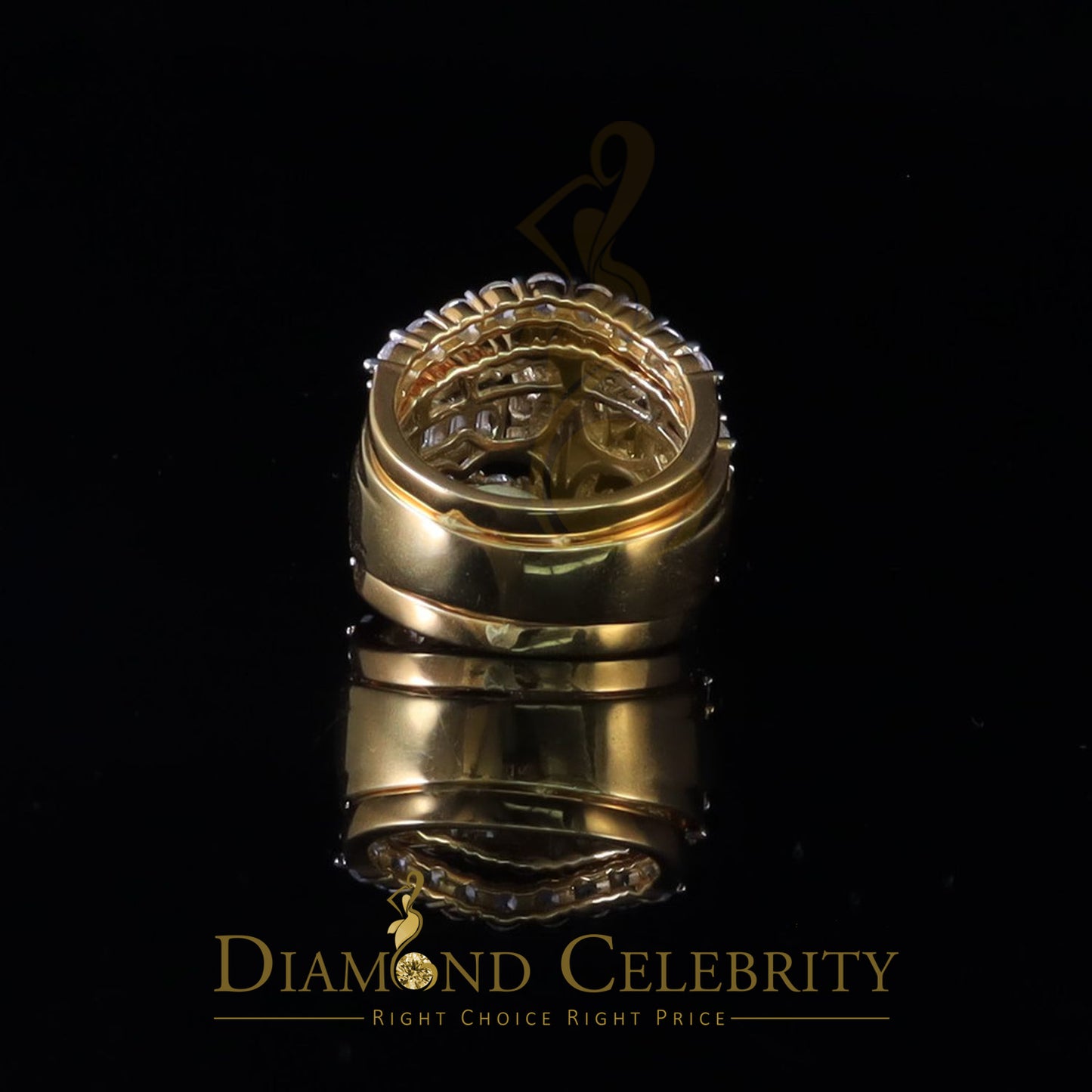 DiamondCelebritees Yellow 925 Silver 7.50ct Cubic Zirconia 3 Piece Halo Bridal Womens Ring Size 7