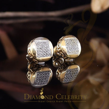 DiamondCelebritees 0.15ct Real Diamond 925 Sterling Silver Yellow For Women's & Men's Round Earring