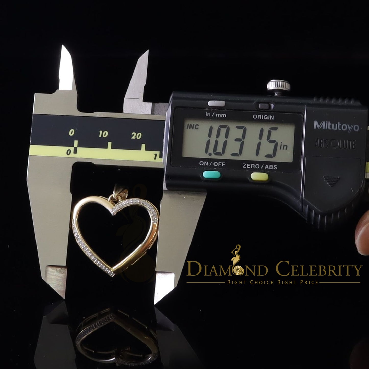 DiamondCelebritees  Real 0.12ct Diamond 925 Sterling Silver HEART Charm Necklace Yellow Pendant