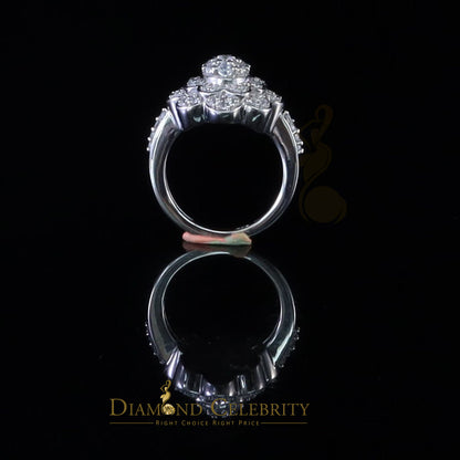 DiamondCelebritees 925 Sterling Silver White 2.10ct Cubic ZirconiaWide Flower Womens Ring Size7.5