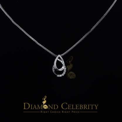 DiamondCelebritees Sterling White Silver Pear Fashion Pendant with 0.00ct Cubic Zirconia