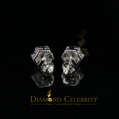 DiamondCelebritees 0.05ct Diamond 925 Sterling Silver White Flower Earrings For Men's & Women's