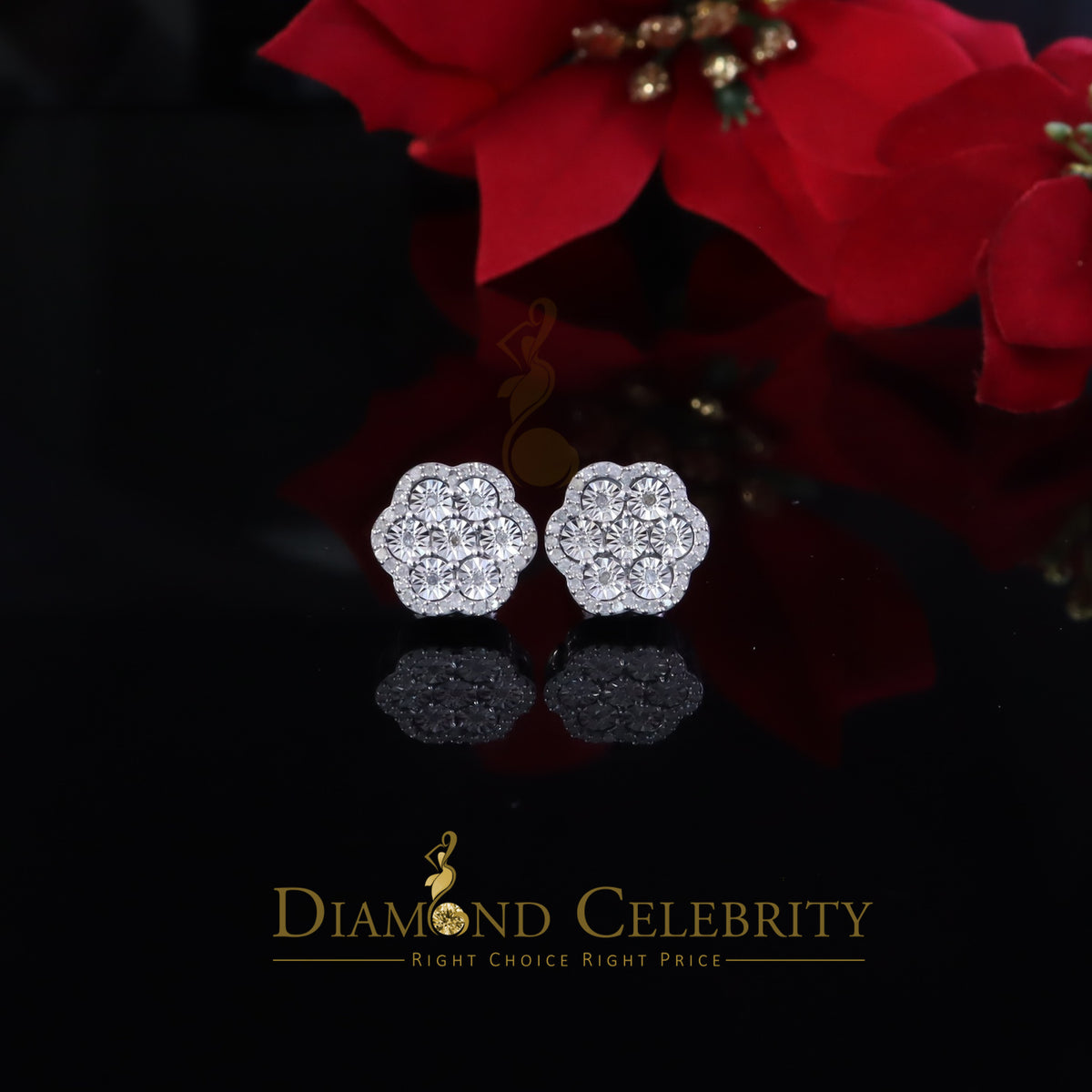 DiamondCelebritees Miracle Set 0.40ct Diamond 925 Silver White 11MM for Men's & Women Stud Earrings
