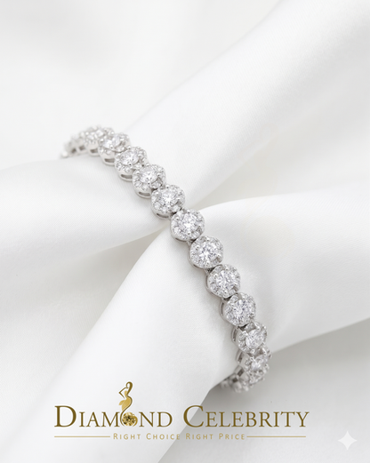 Diamondcelebritees  9ct Moissanite White 925 Silver Round Single Tennis Bracelete 6mm Thick 8" Long