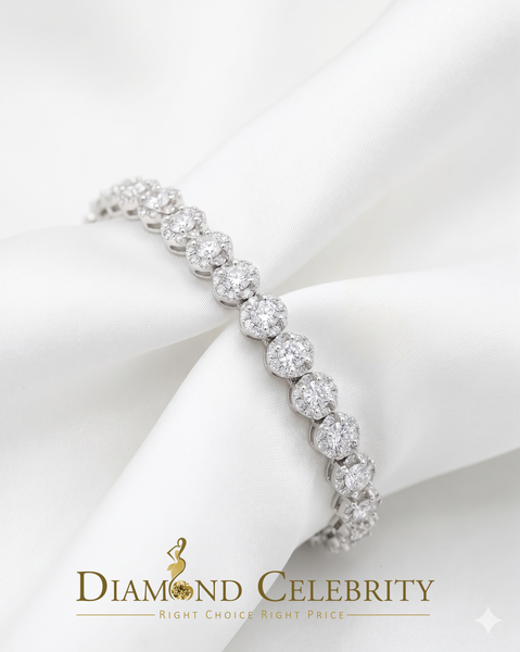 Diamondcelebritees  9ct Moissanite White 925 Silver Round Single Tennis Bracelete 6mm Thick 8" Long