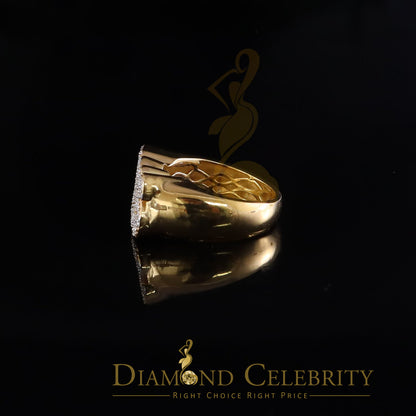 DiamondCelebritees Stylish "BOSS" 925 Silver Yellow 0.50ct Micro Real Diamond Men's Band Ring SZ 8
