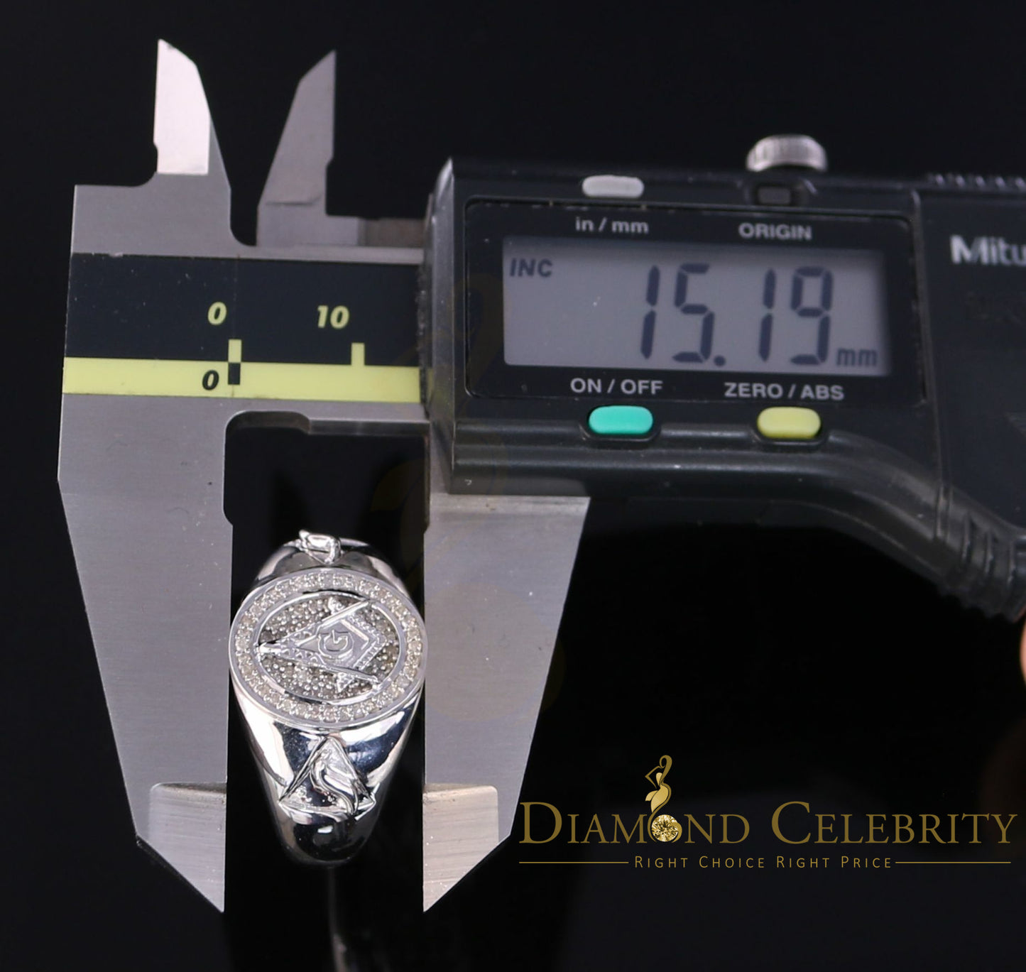 DiamondCelebritees 0.50CT Real Diamond 925 Sterling Silver White Fashion Masonic Men's Ring Size 12