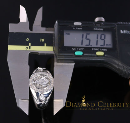 DiamondCelebritees 0.50CT Real Diamond 925 Sterling Silver White Fashion Masonic Men's Ring Size 12