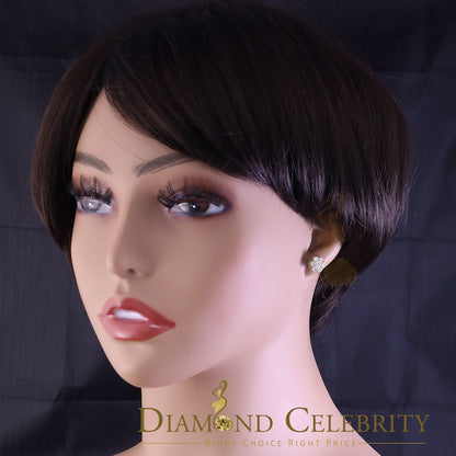 DiamondCelebritees  1.50ct Cubic Zirconia Sterling Yellow Silver For Men's / Women's Round Earring