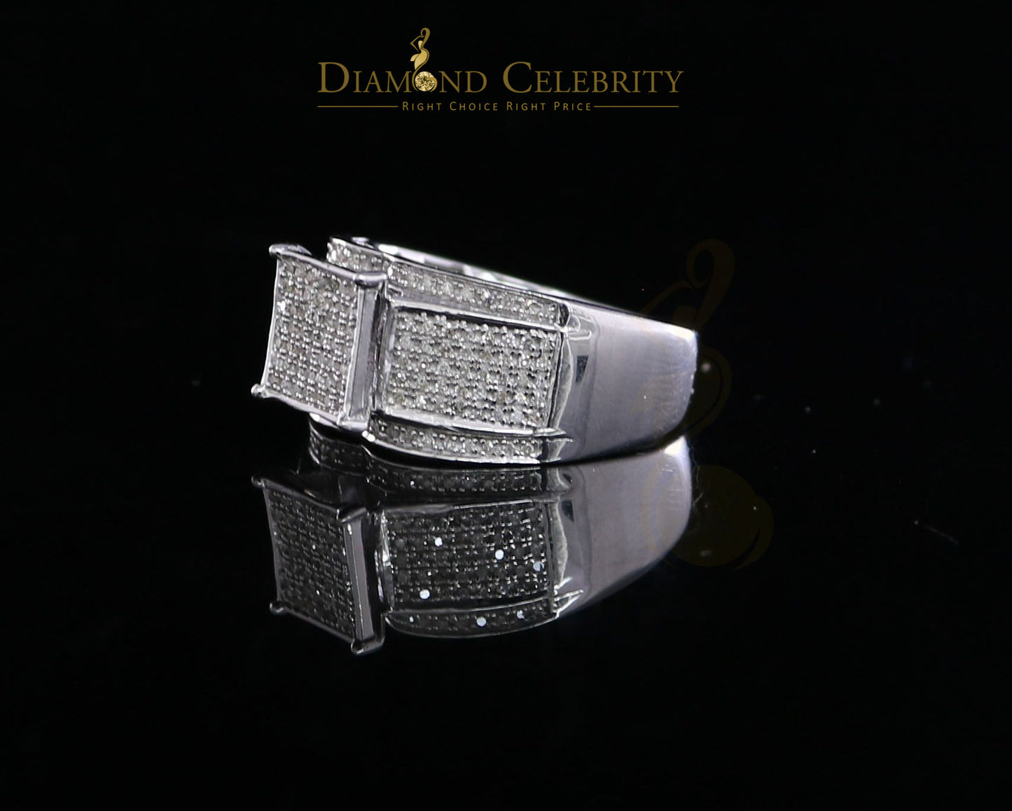 DiamondCelebritees 0.33 CT Real Diamond 925 Sterling White Silver Shine Womens Square Ring Size 7
