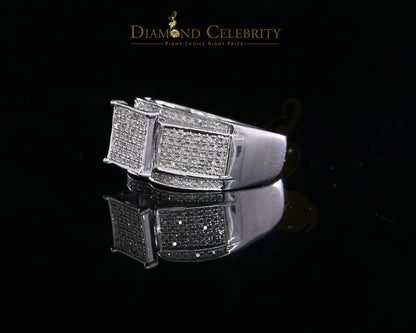 DiamondCelebritees 0.33 CT Real Diamond 925 Sterling White Silver Shine Womens Square Ring Size 7